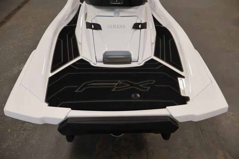 Slide: The Image of 2026 Yamaha WaveRunner FX Cruiser SVHO rear deck, showcasing sleek design and branding. - 12