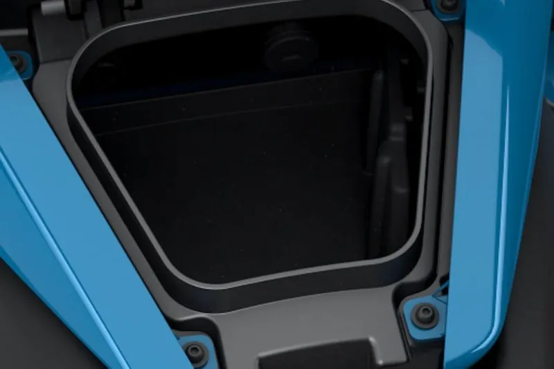 Slide: The Image of Storage compartment of 2026 Yamaha WaveRunner FX Cruiser SVHO, featuring sleek blue design. - 23