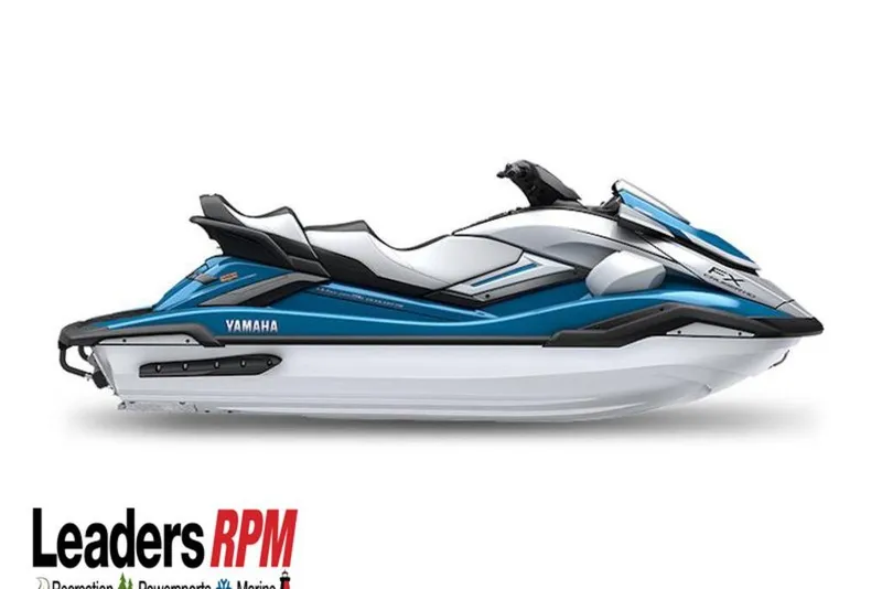 The Image of 2026 Yamaha WaveRunner FX Cruiser HO, sleek blue and white design, side view. - 1