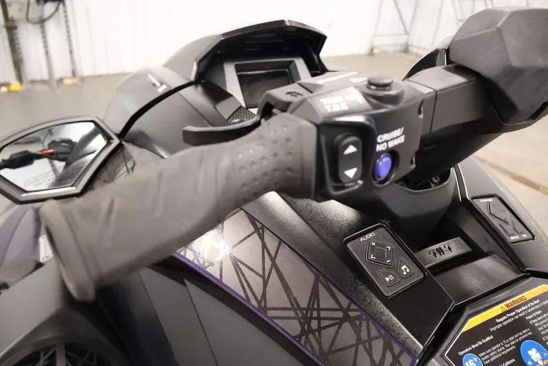 Slide: The Image of 2026 Yamaha WaveRunner GP HO handlebar controls and dashboard close-up. - 25