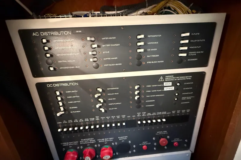 Slide: The Image of Electrical distribution panel on a 2004 Tiara Yachts 3600 Sovran boat. - 67