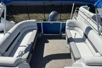 Slide: The Image of 2021 Godfrey Sweetwater 2286 C pontoon boat interior with spacious seating. - 9
