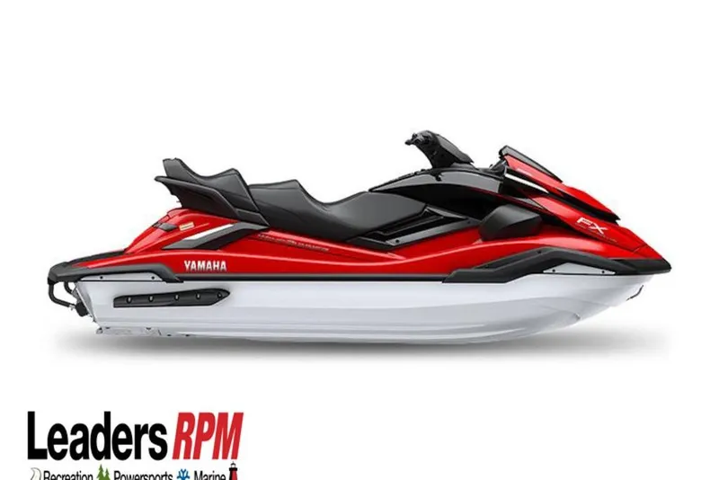 The Image of 2026 Yamaha WaveRunner FX Cruiser HO in red and black, side view. - 1