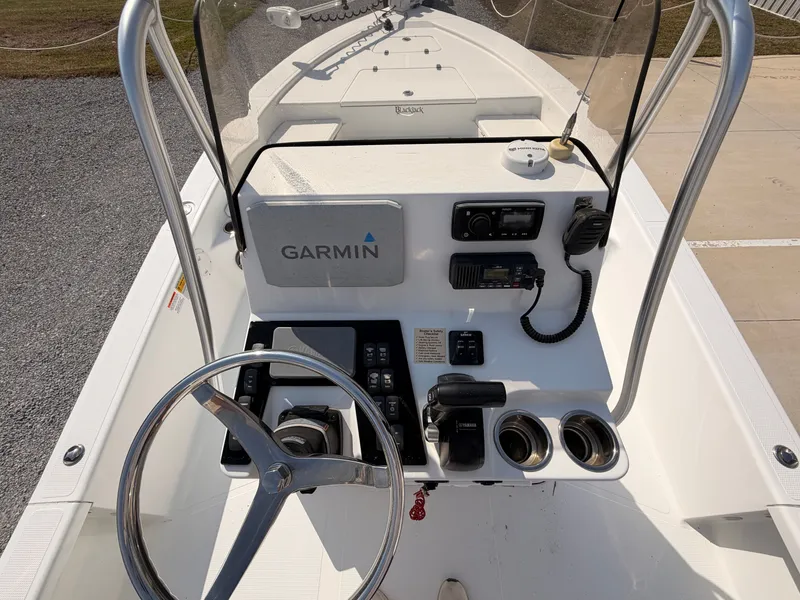 Slide: The Image of BlackJack 224 boat console, 2019 model, featuring Garmin equipment. - 7
