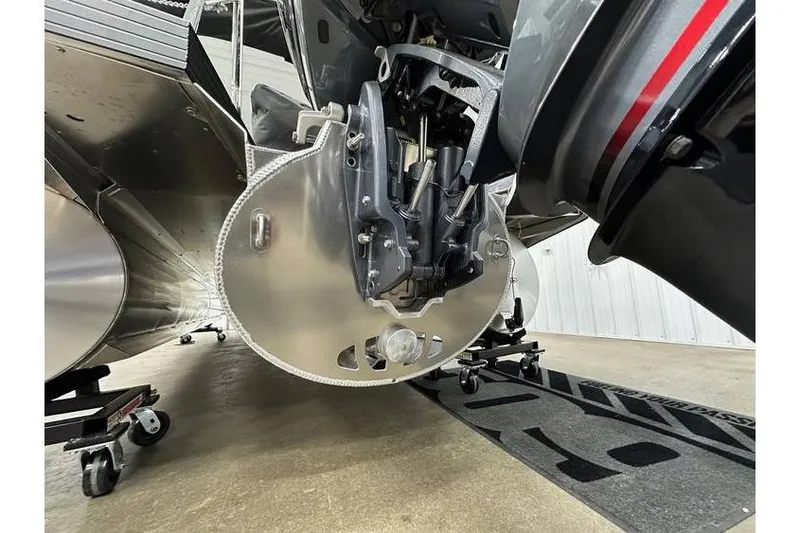 Slide: The Image of Close-up of Evotti 521CS aircraft landing gear, 2026 model, in a hangar setting. - 22