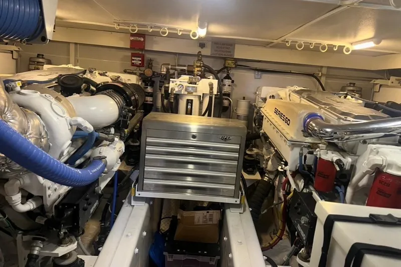 Slide: The Image of Engine room of a 2005 Marquis Pilothouse yacht with Series 60 engines. - 21