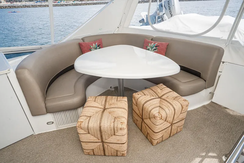 Slide: The Image of Luxurious 2005 Marquis Pilothouse yacht interior with elegant seating and stylish decor. - 71