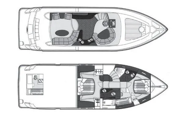 Slide: The Image of Floor plan of a 2005 Marquis Pilothouse yacht, showcasing interior layout and design. - 83