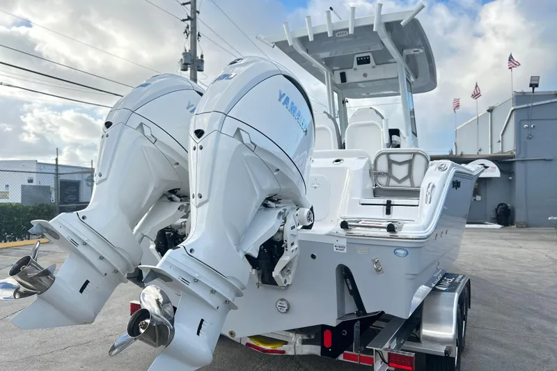 Slide: The Image of Twin Yamaha 200 engines on a 2026 Sea Fox 268 Commander boat. - 26