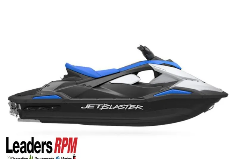 Slide: The Image of 2026 Yamaha WaveRunner JetBlaster, sleek design, blue accents, side view. - 22