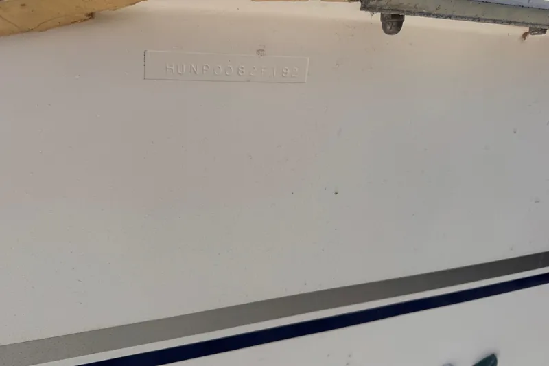 Slide: The Image of Hull identification number on 1992 Hunter Passage 42 sailboat. - 105