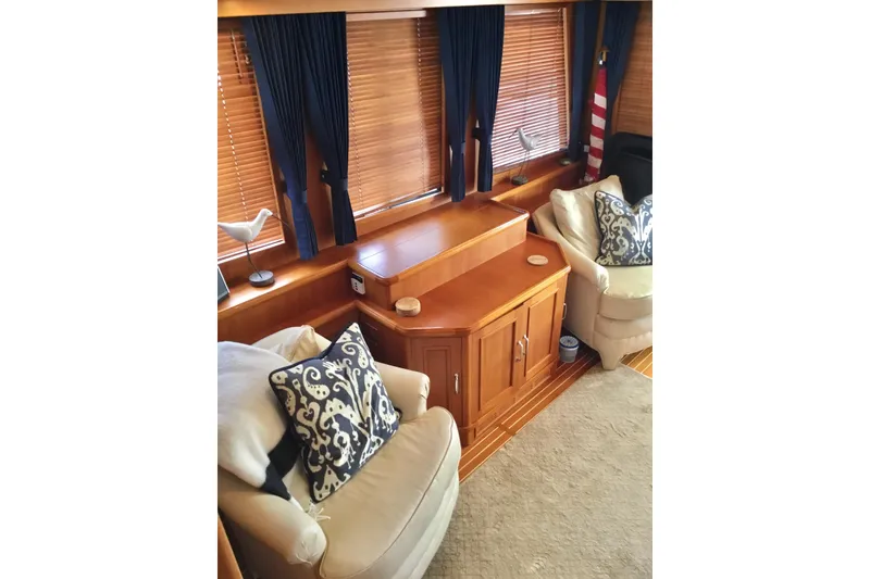 Slide: The Image of Luxurious interior of 2008 Grand Banks 59 Aleutian RP yacht with elegant seating and decor. - 15