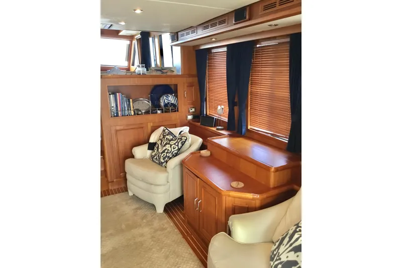 Slide: The Image of Luxurious interior of 2008 Grand Banks 59 Aleutian RP yacht with elegant wood finishes. - 8