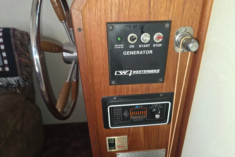 Slide: The Image of Control panel of a 1988 Marinette 37 Motor Yacht with Westerbeke generator. - 47