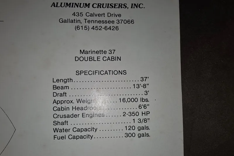 Slide: The Image of Marinette 37 Motor Yacht 1988 - 63