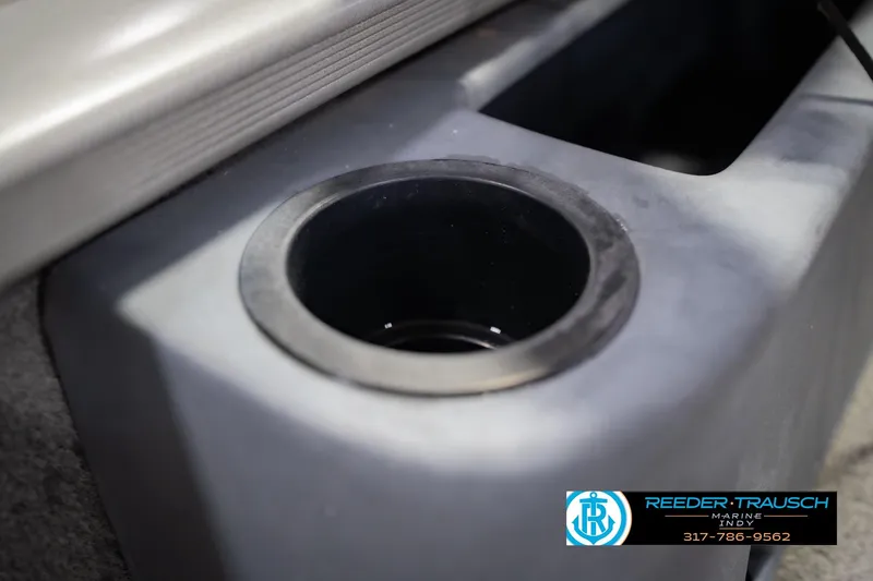 Slide: The Image of Cup holder on a 2007 Tracker Tournament V-18 boat, featuring Reeder Trausch Marine logo. - 39