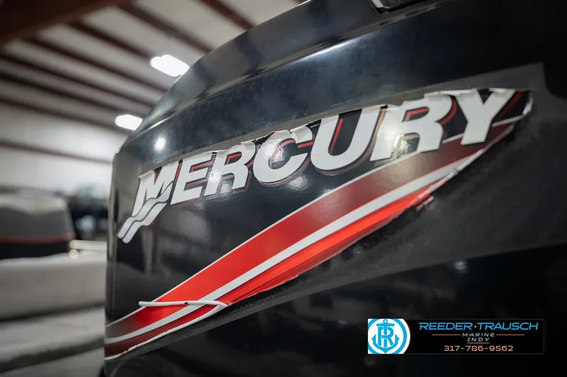 Slide: The Image of Close-up of Mercury engine on 2007 Tracker Tournament V-18 boat. - 43