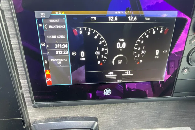 Slide: The Image of Dashboard display of 2025 Life Proof 31 GT Coupe showing engine hours and maintenance alerts. - 24