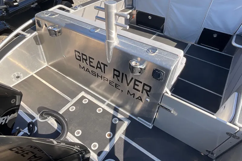 Slide: The Image of 2025 Life Proof 31 GT Coupe boat with "Great River Mashpee, MA" text on deck. - 9
