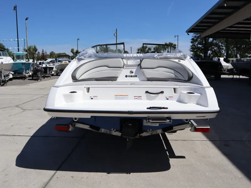 Slide: The Image of Rear view of a 2026 Yamaha SX190 boat on a trailer. - 7