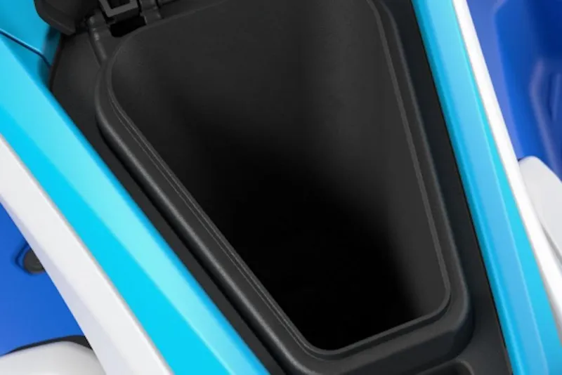 Slide: The Image of 2026 Yamaha WaveRunner JetBlaster DLX 2-Up storage compartment, featuring sleek design and ample space. - 2