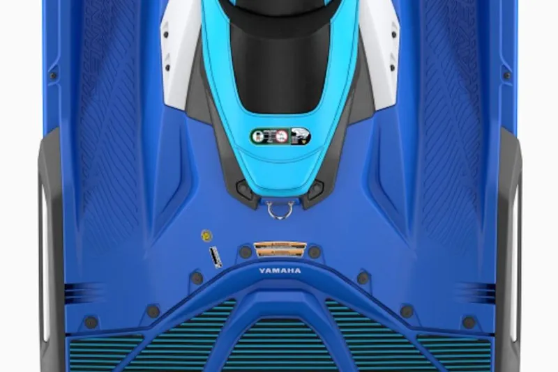 Slide: The Image of 2026 Yamaha WaveRunner JetBlaster DLX 2-Up, top view, blue and black design. - 3