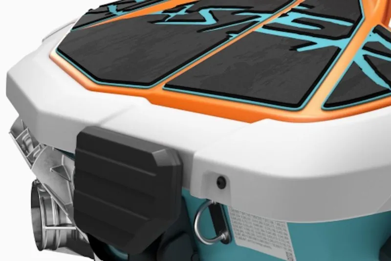 Slide: The Image of 2026 Yamaha WaveRunner JetBlaster LTD rear view, featuring vibrant orange and blue accents. - 3