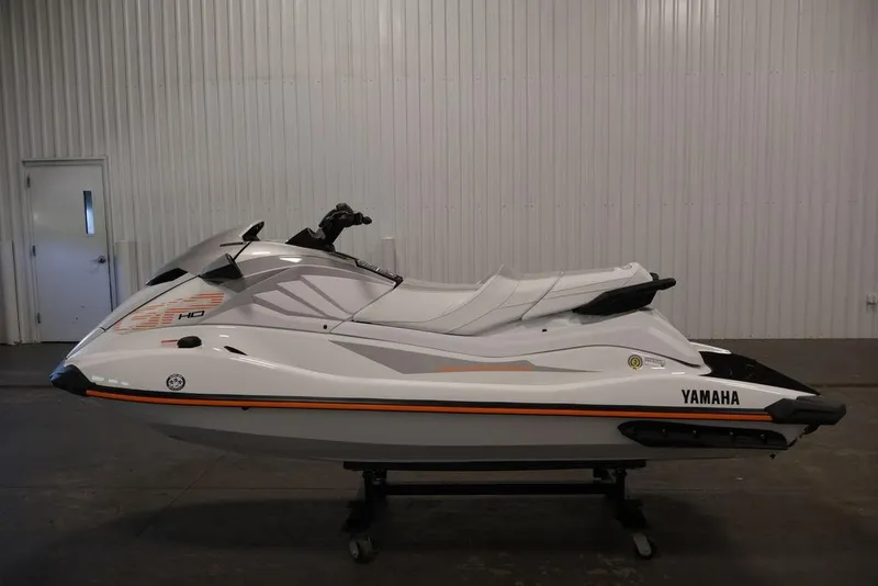 Slide: The Image of 2026 Yamaha WaveRunner GP HO jet ski in a showroom setting. - 6
