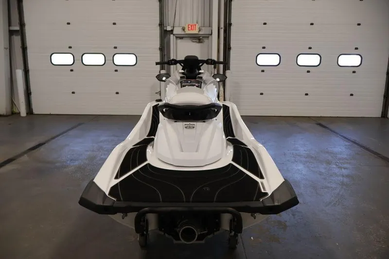 Slide: The Image of 2026 Yamaha WaveRunner GP HO in a garage, rear view showcasing sleek design. - 2