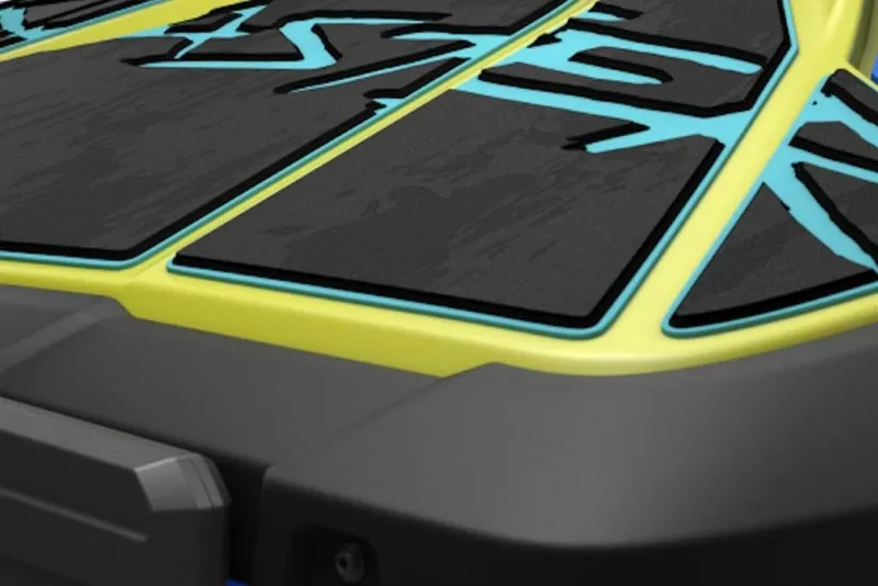 Slide: The Image of 2026 Yamaha WaveRunner JetBlaster PRO 2-Up, vibrant deck design with black and blue accents. - 5