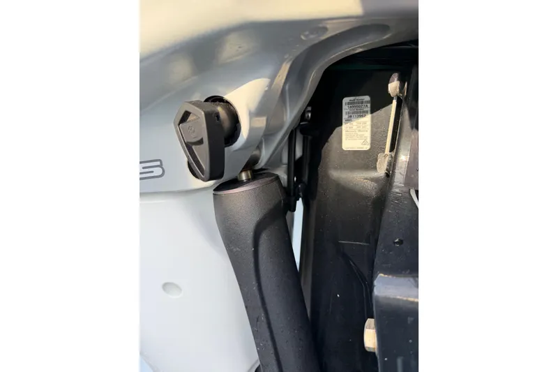 Slide: The Image of Close-up of 2022 Glasstream 328 Pro-XS boat engine component detail. - 50