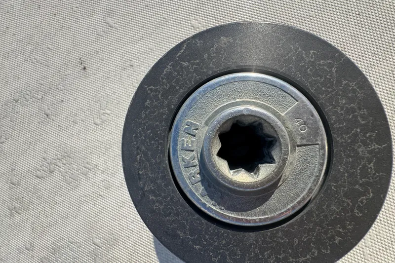 Slide: The Image of Close-up of a Harken winch on a Flying Tiger 10M sailboat, 2007 model. - 7