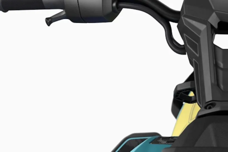 Slide: The Image of Close-up of 2026 Yamaha WaveRunner JetBlaster PRO 3-Up handlebars and controls. - 2