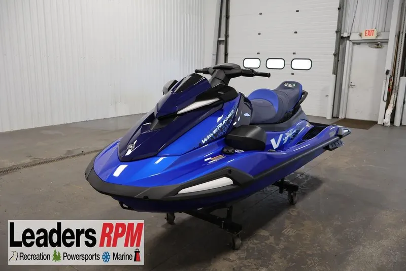 The Image of 2026 Yamaha WaveRunner VX Limited HO in a showroom, featuring sleek blue design. - 1
