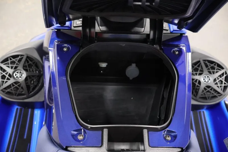 Slide: The Image of 2026 Yamaha WaveRunner VX Limited HO storage compartment with speakers, open view. - 16