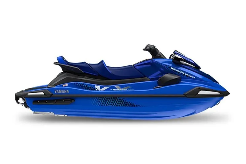Slide: The Image of 2026 Yamaha WaveRunner VX Limited HO in vibrant blue, side view. - 25