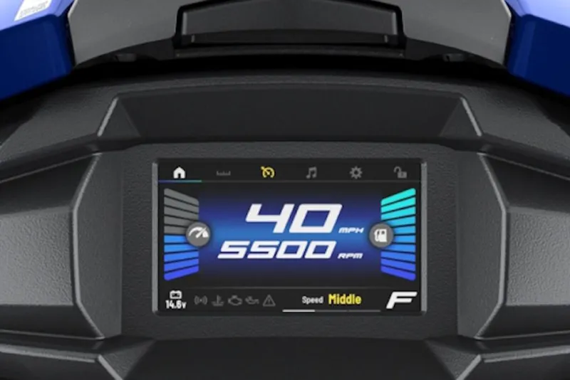 Slide: The Image of 2026 Yamaha WaveRunner VX Limited HO dashboard displaying 40 mph and 5500 RPM. - 29