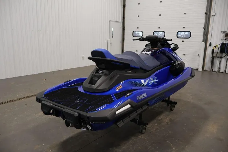 Slide: The Image of 2026 Yamaha WaveRunner VX Limited HO in a garage setting. - 3