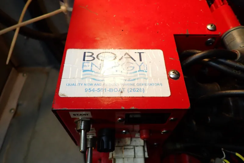 Slide: The Image of Red marine generator with "Boat Energy" label, suitable for 2002 Sea Ray 340 Sundancer. - 136