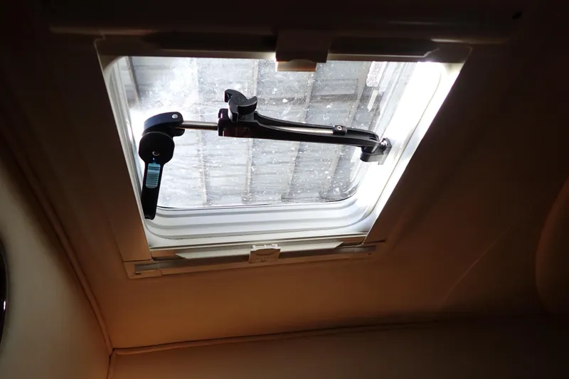 Slide: The Image of Hatch window of 2002 Sea Ray 340 Sundancer boat, viewed from interior. - 86