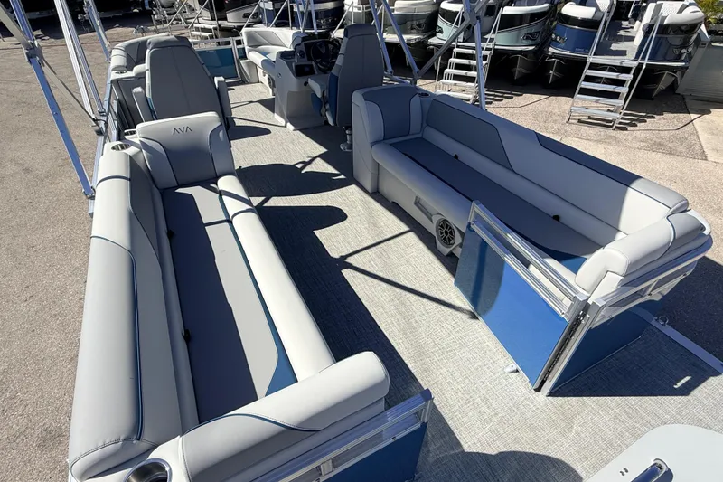 Slide: The Image of 2026 Avalon 2385 Venture 85 Quad Lounger, Tri Toon High Performance interior view. - 10