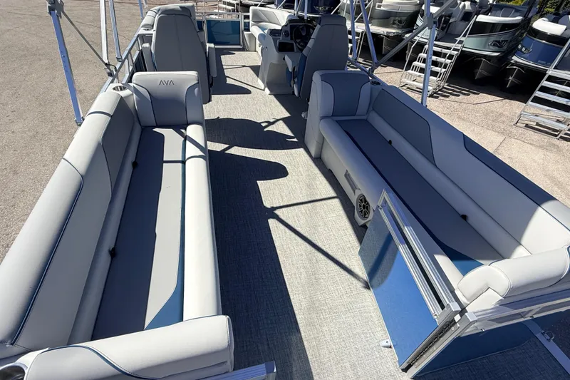 Slide: The Image of 2026 Avalon 2385 Venture 85 Quad Lounger, Tri Toon High Performance interior with spacious seating. - 11
