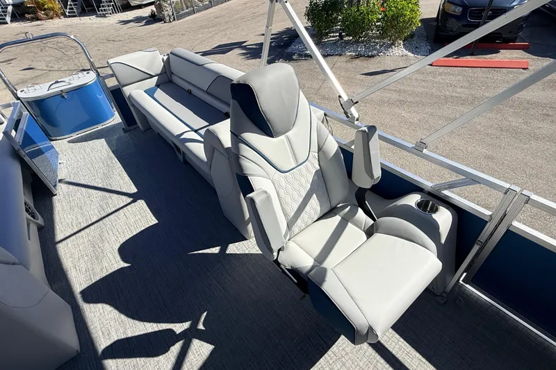 Slide: The Image of 2026 Avalon 2385 Venture 85 Quad Lounger interior with luxurious seating and modern design. - 18