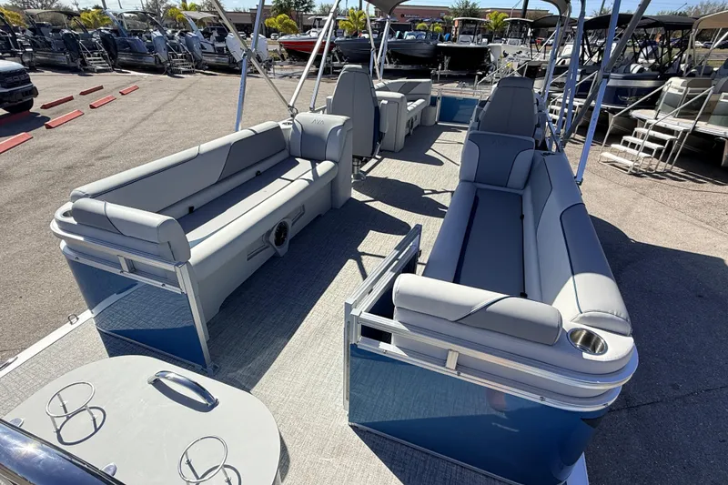 Slide: The Image of 2026 Avalon 2385 Venture 85 Quad Lounger, Tri Toon High Performance pontoon boat interior. - 9