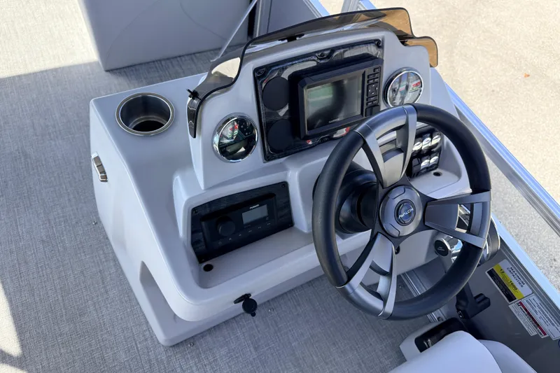 Slide: The Image of Steering console of 2026 Avalon 2385 Venture 85 Rear Fish Tri Toon boat. - 22