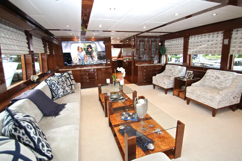 Slide: The Image of Luxurious interior of 2015 Hargrave 76 yacht with elegant furnishings and decor. - 30