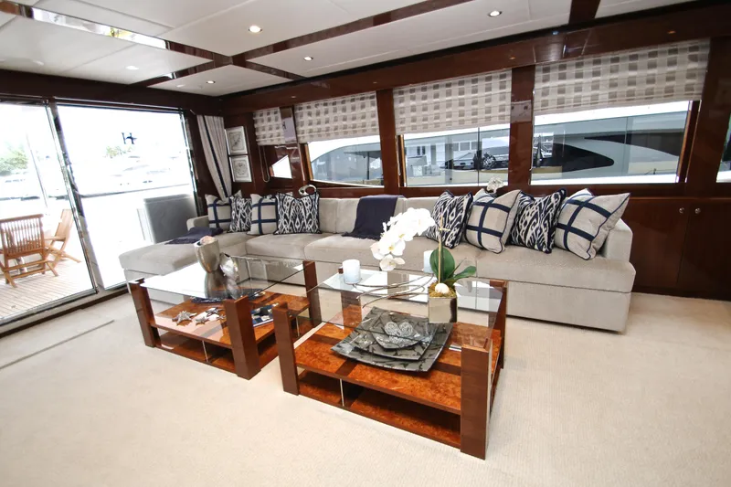 Slide: The Image of Luxurious interior of 2015 Hargrave 76 yacht with elegant seating and decor. - 33
