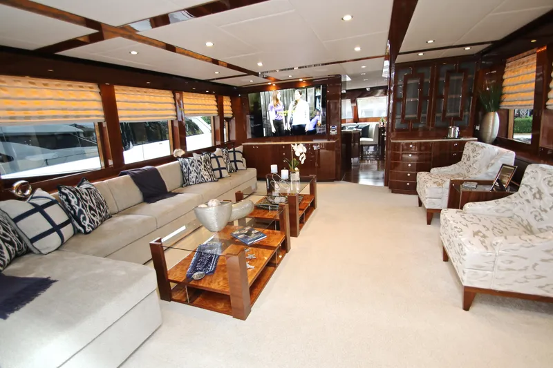 Slide: The Image of Luxurious interior of 2015 Hargrave 76 yacht with elegant furnishings and modern decor. - 38