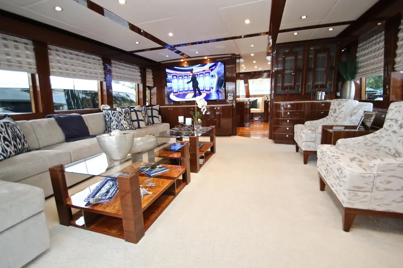 Slide: The Image of Luxurious interior of 2015 Hargrave 76 yacht with elegant furnishings and modern decor. - 39