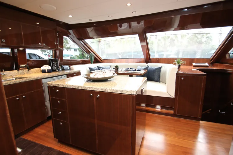 Slide: The Image of Luxurious interior of 2015 Hargrave 76 yacht with elegant wood finishes and modern amenities. - 40